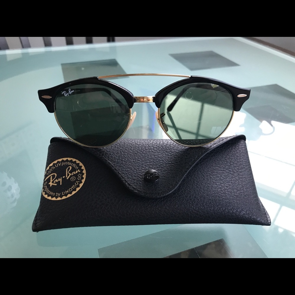 Ray Ban Black and Gold Double Bridge Sunglasses